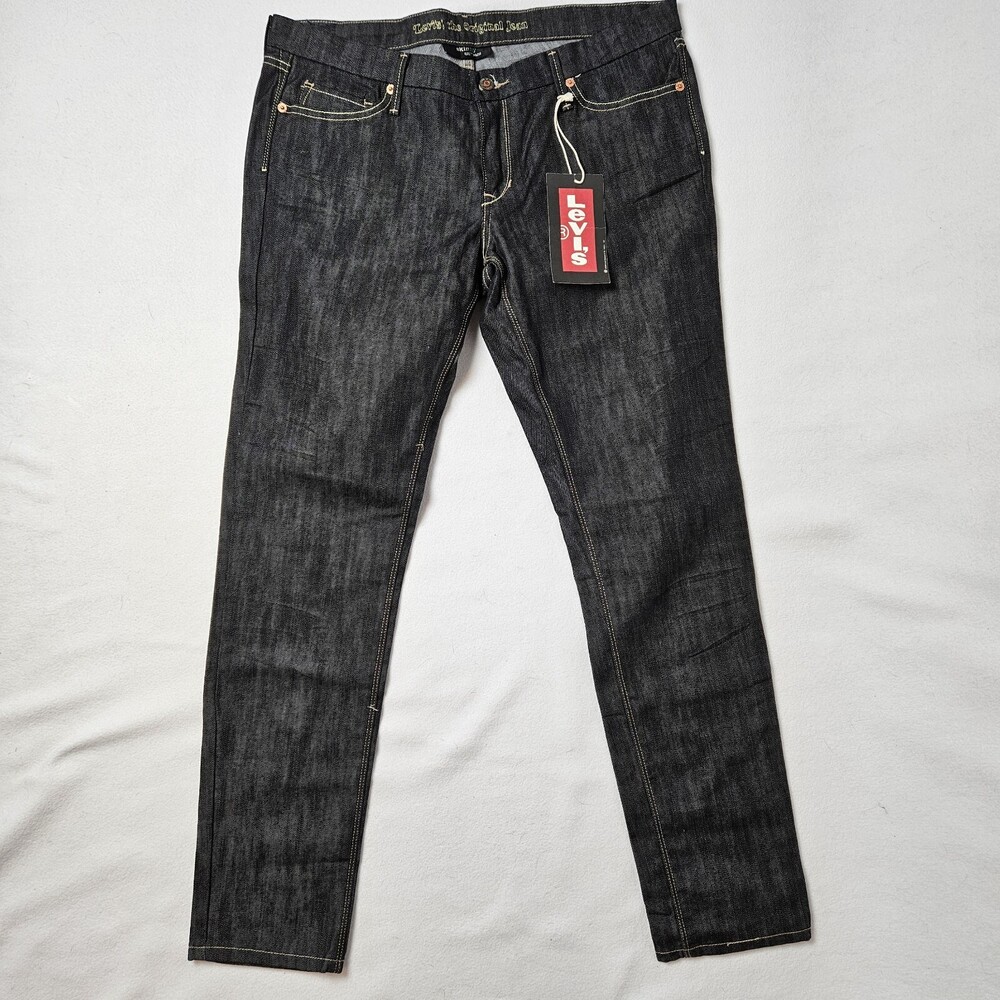 Levis 421 Jeans Womens 13M (36x32) Low Rise Waisted Skinny Stretch Dark Wash